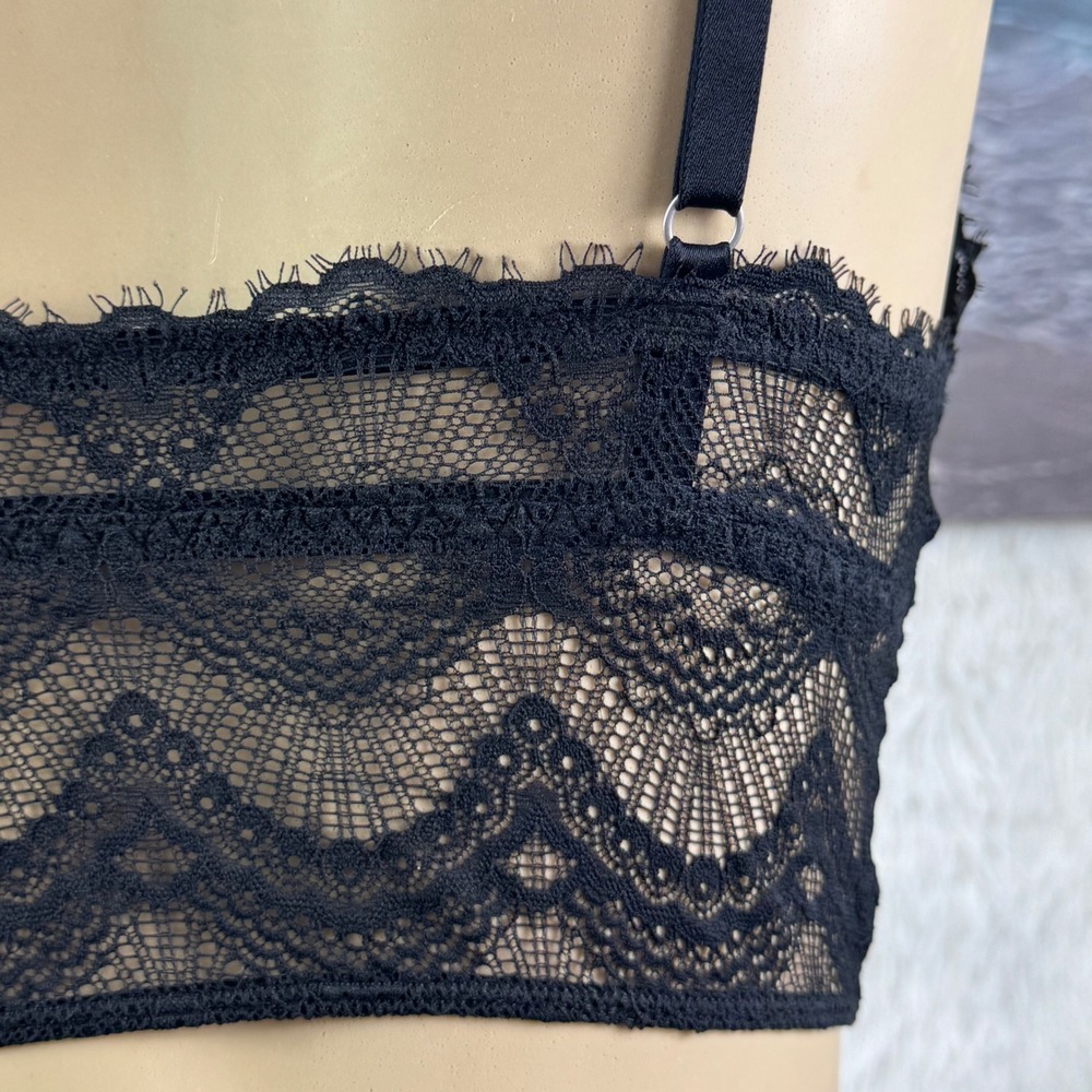 Gilly Hicks Black Lace Longline Bralette Bustier Size Medium - Picture 4 of 7